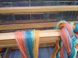 la chaine de l'écharpe est prête à installer sur le metier à tisser, , stage de tissage à ADN Laine 71220 Pressy Sous Dondin, en Sud Bourgogne